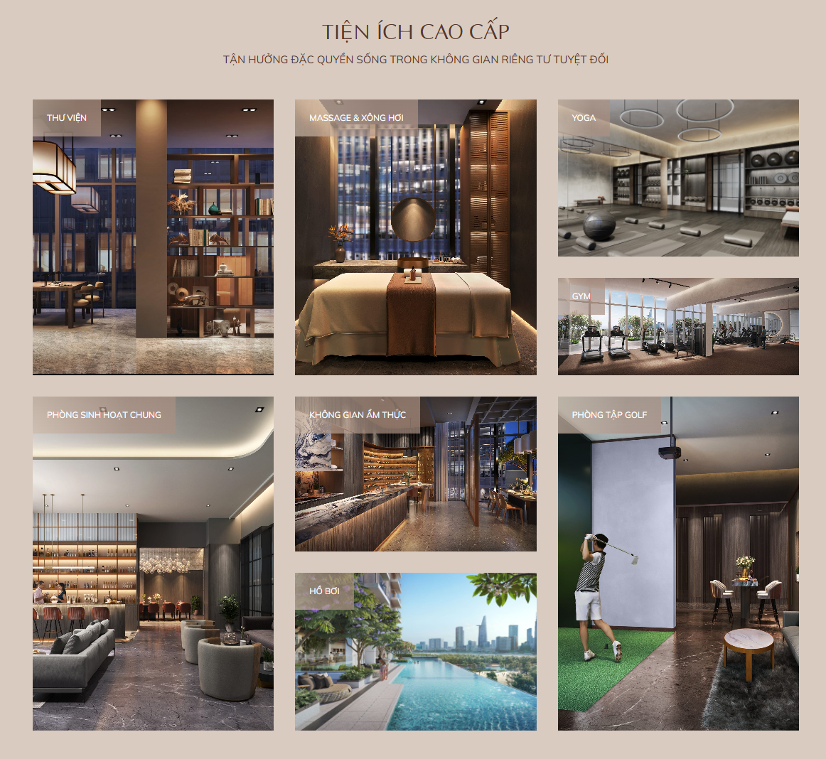 Chuỗi tiện ích cao cấp của dự án The Metropole Thủ Thiêm